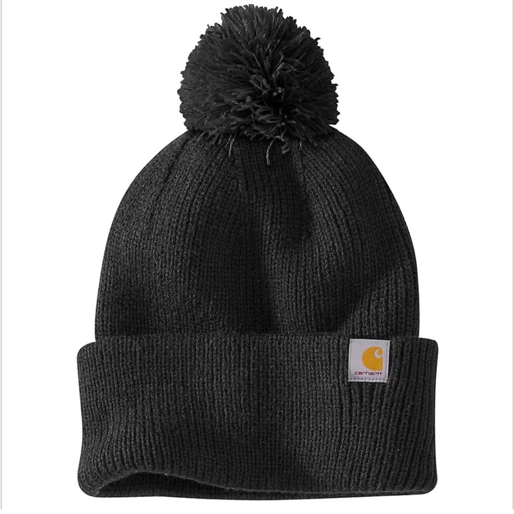 Carhartt Women's Knit Pom Pom Cuffed
Beanie Winter Cap Hat Black AH6003